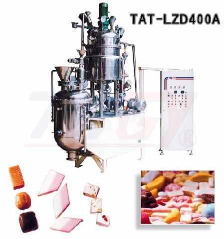 melting sugar in vacuum, aerating, stirring